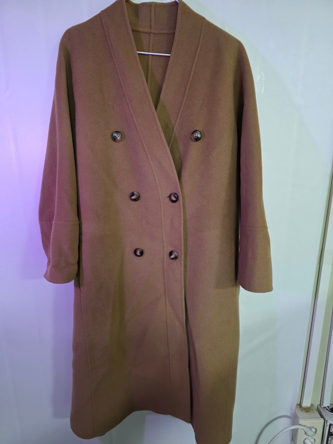 브라운 더블 버튼 롱 코트/총장106/가슴50/S/ 상품이미지1