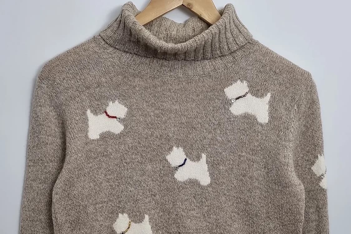 JOVAL 베이지 강아지 패턴 울니트 상품이미지3