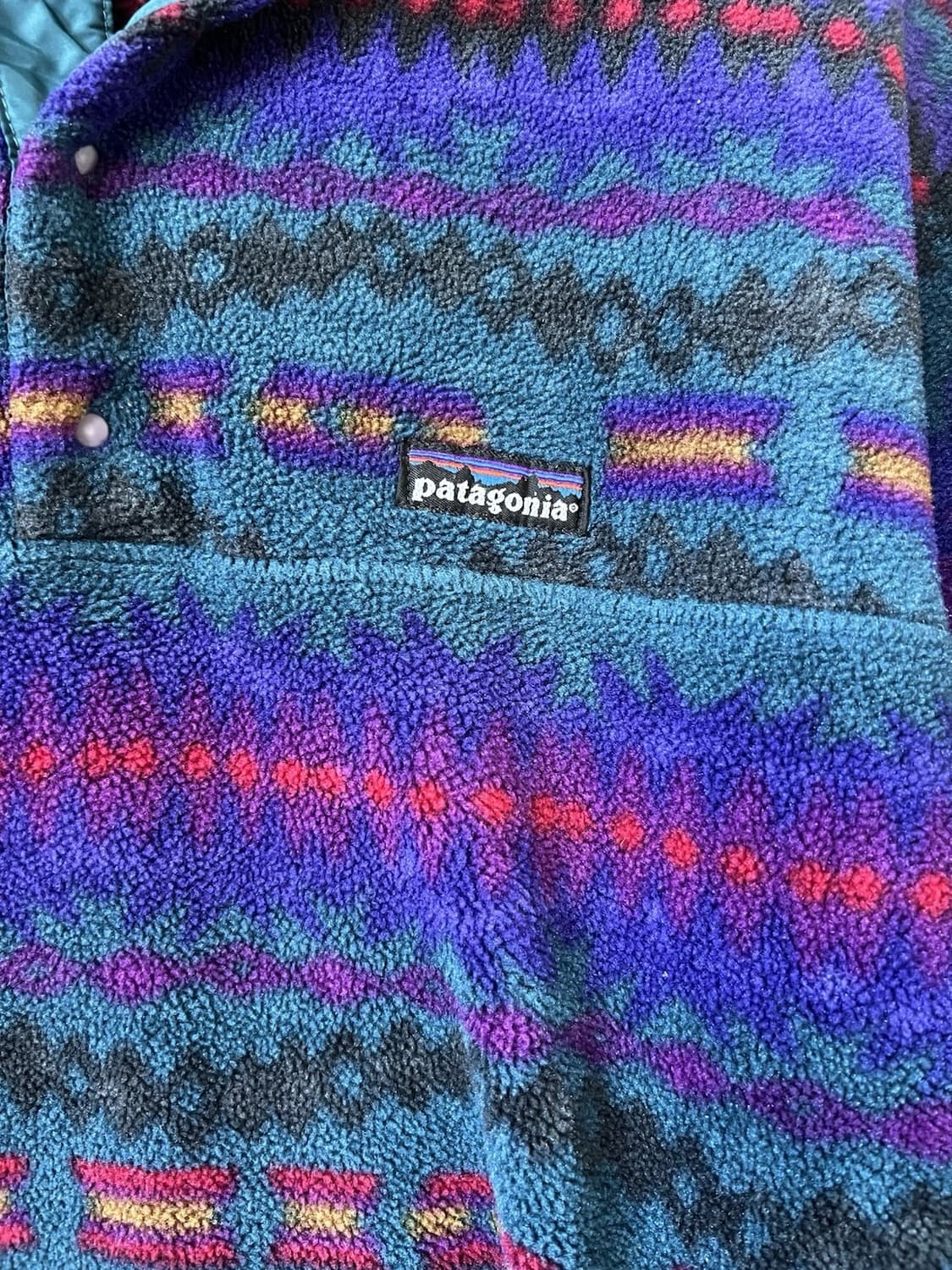 90s 파타고니아 신칠라 스냅-T 퍼플/블루/레드 USA 상품이미지3