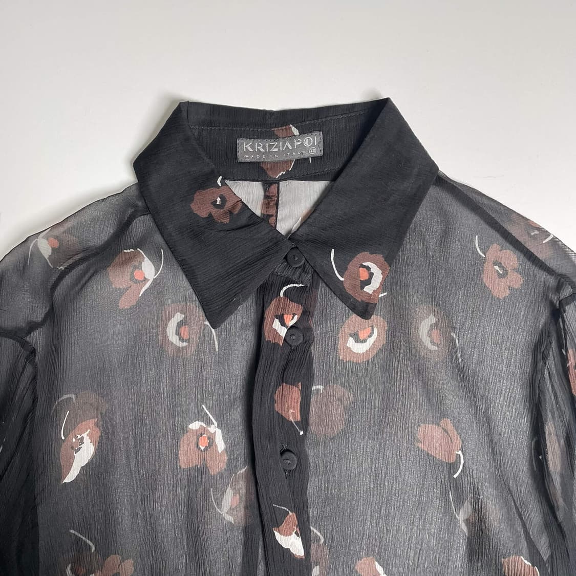 Krizia poi 실크 100 플라워 패턴 셔츠 (italy)   상품이미지7