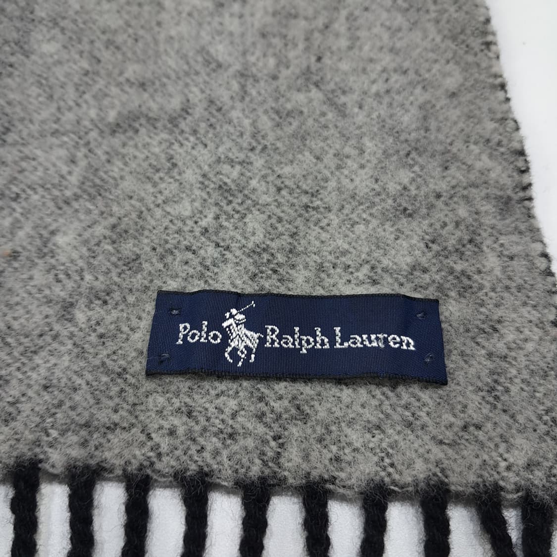 MX403 폴로 랄프 로렌 블랙 & 그레이 빅포니 자카드 양면 머플러 상품이미지4