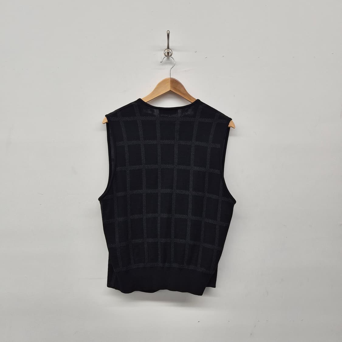 입생로랑 블랙 체크 패턴 니트 조끼 남녀공용 XL 상품이미지9