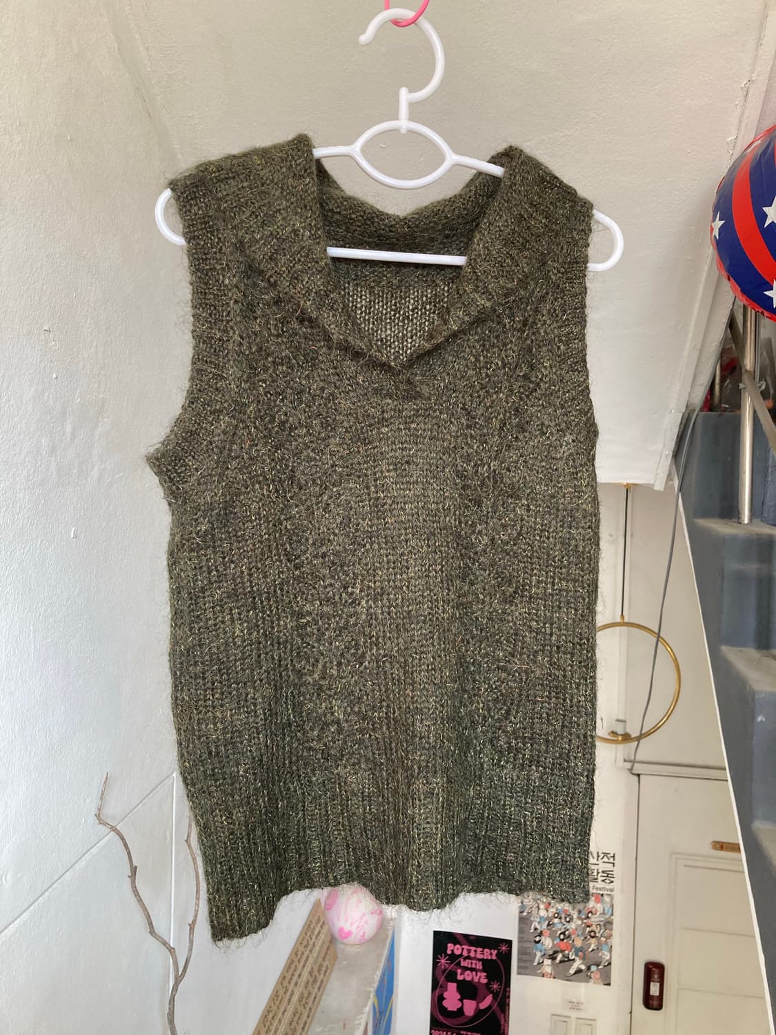 카키 그런지 니트 탑 상품이미지1