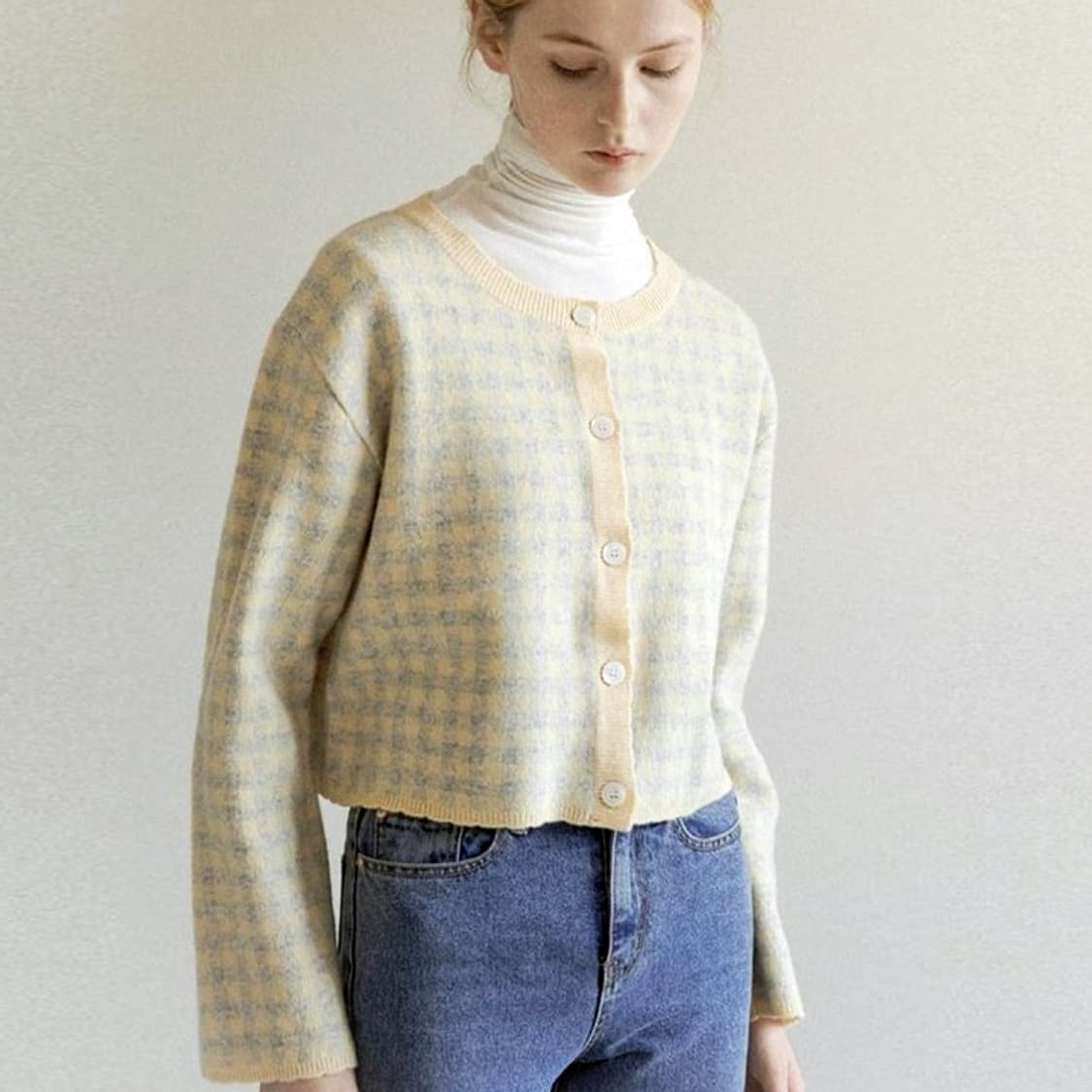 이슈넘버(ISSUE NUMBER) 램스울 체크패턴 가디건 프리사이즈 상품이미지2