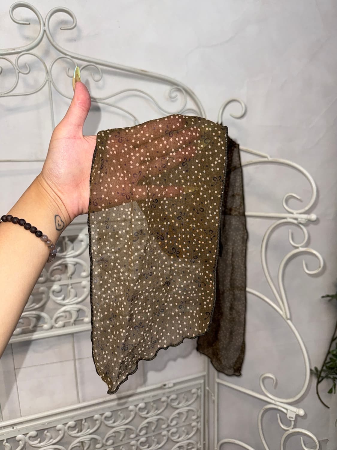 Brown ribbon dot scarf 상품이미지2