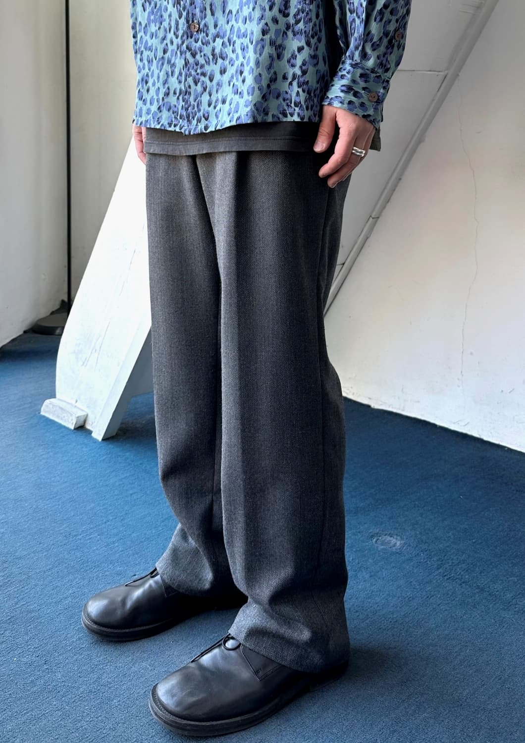 Tweed design 2 tuck wide straight slacks 상품이미지7