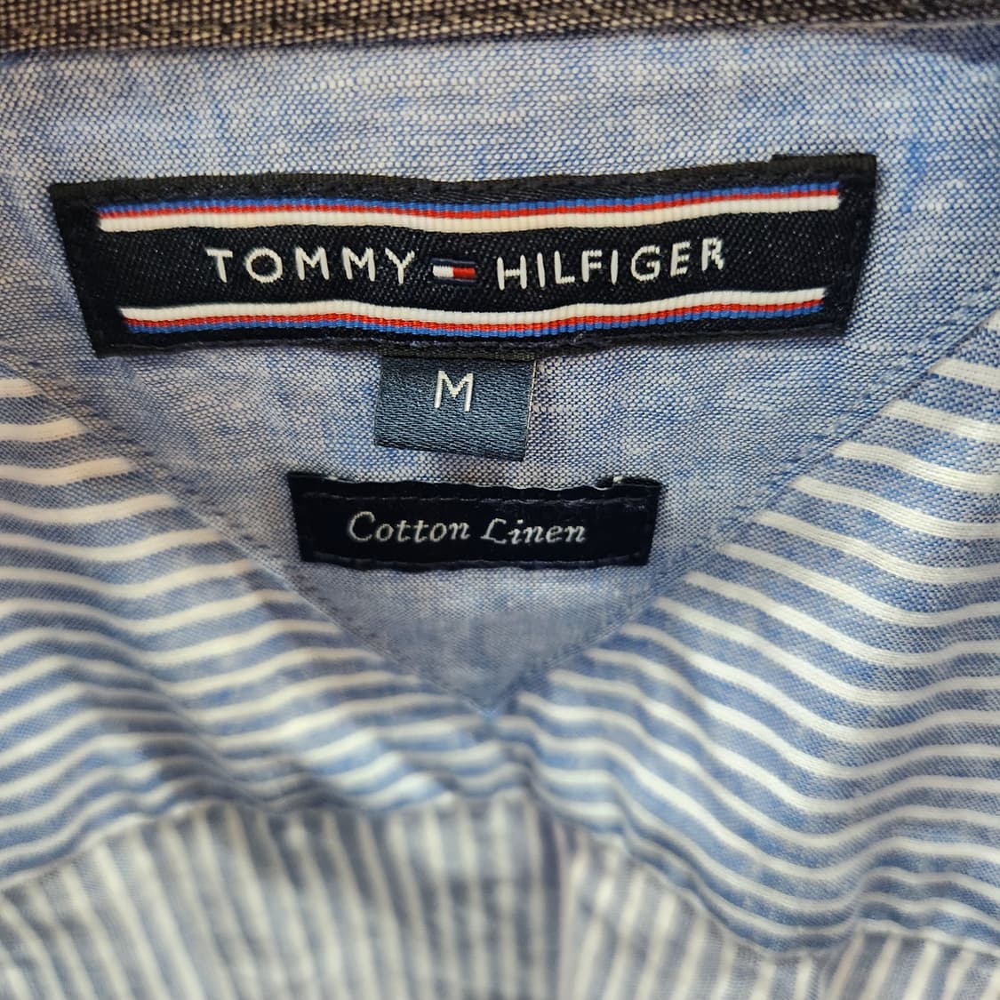 타미힐피거 코튼/린넨 스트라이프 반팔셔츠 M(L) 상품이미지5