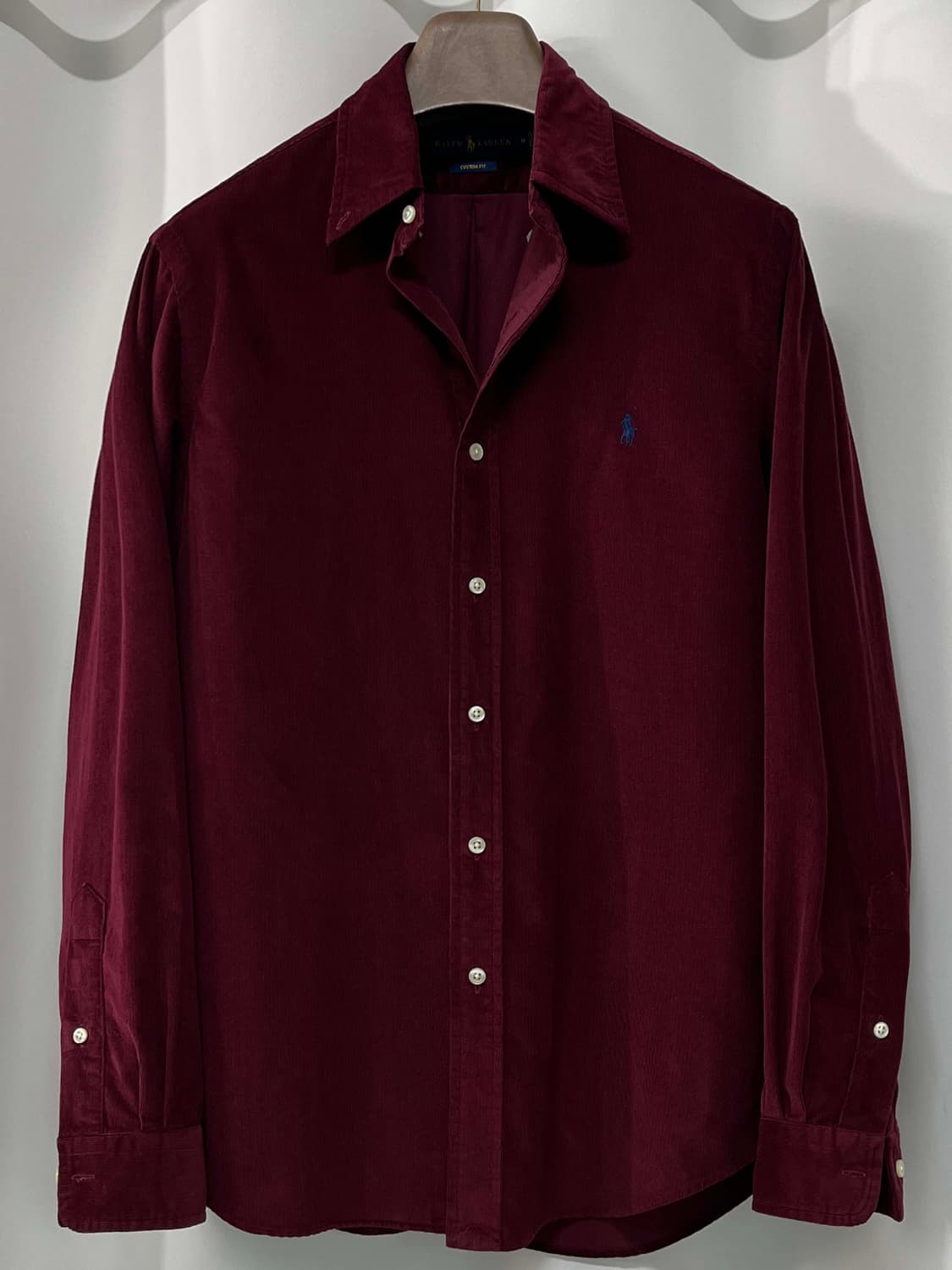 폴로 랄프로렌 버건디 마이크로 코듀로이 버튼다운 셔츠 상품이미지1