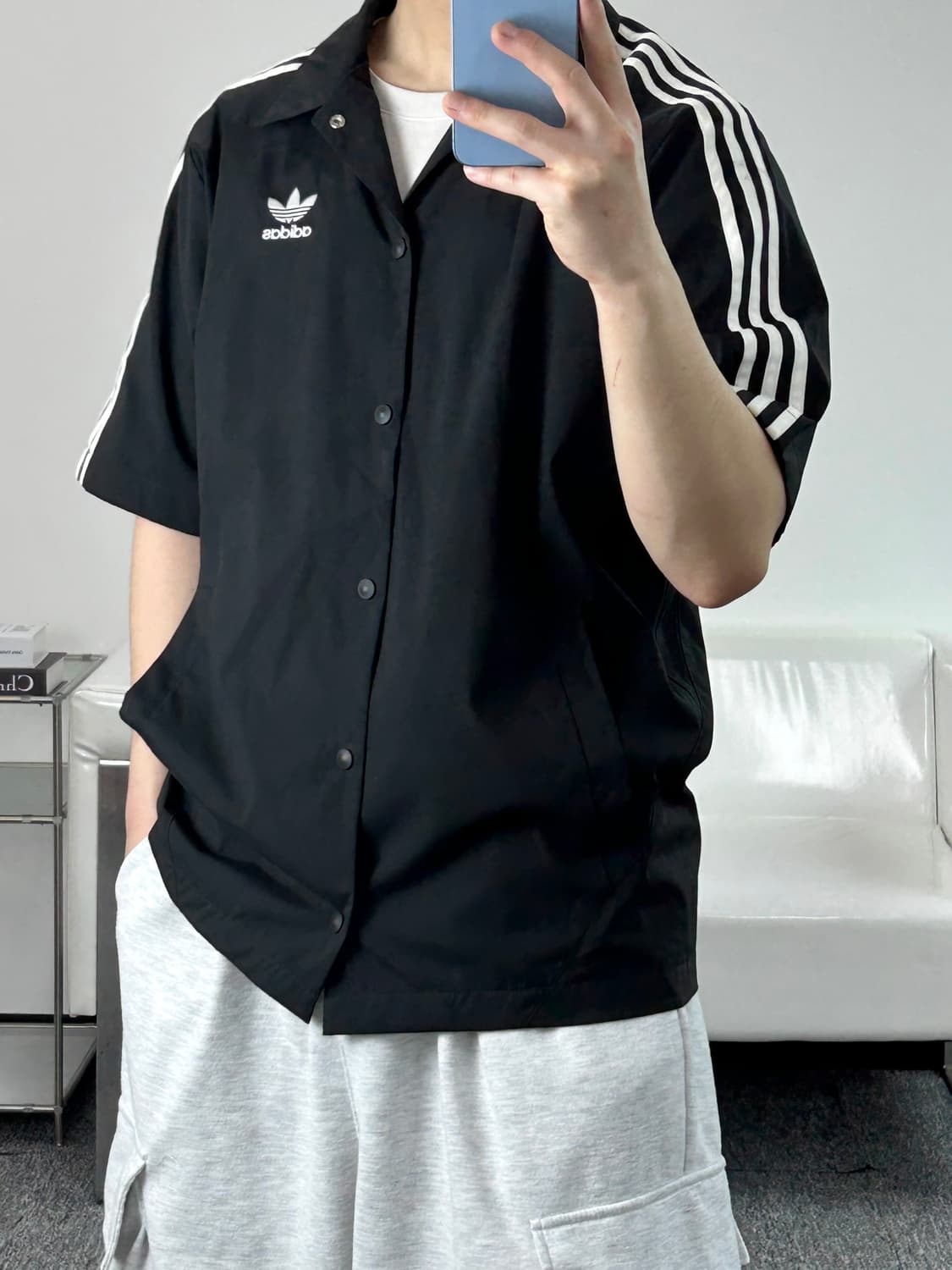 아디다스 빅로고 반팔 코치자켓 M 상품이미지6