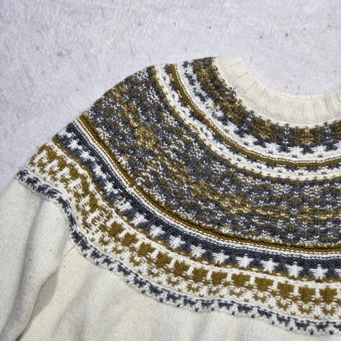 일본 빈티지 빔즈 화이트 패턴 니트 상품이미지2