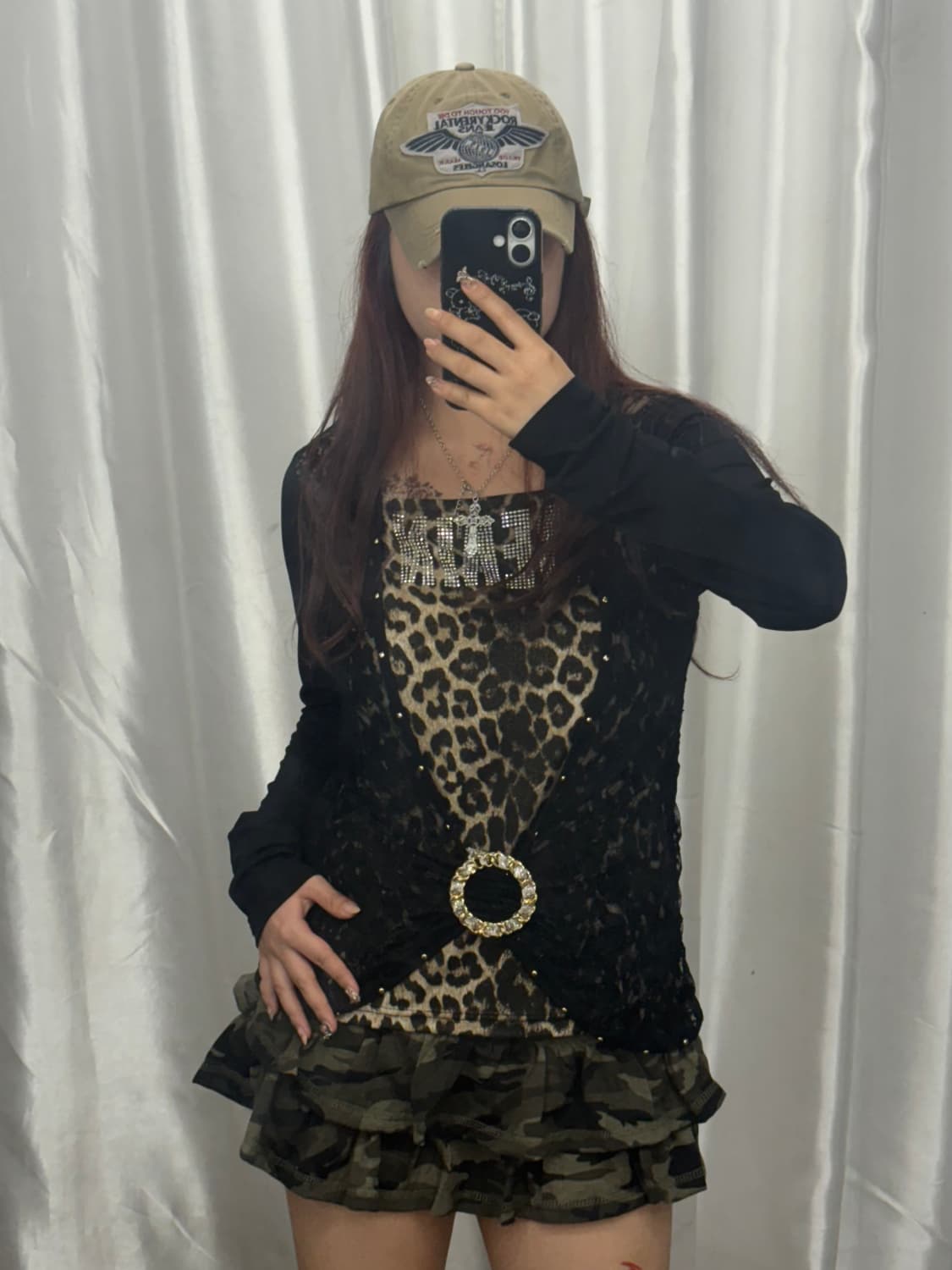 Lace leopard cubic Gyaru long sleeve 상품이미지2