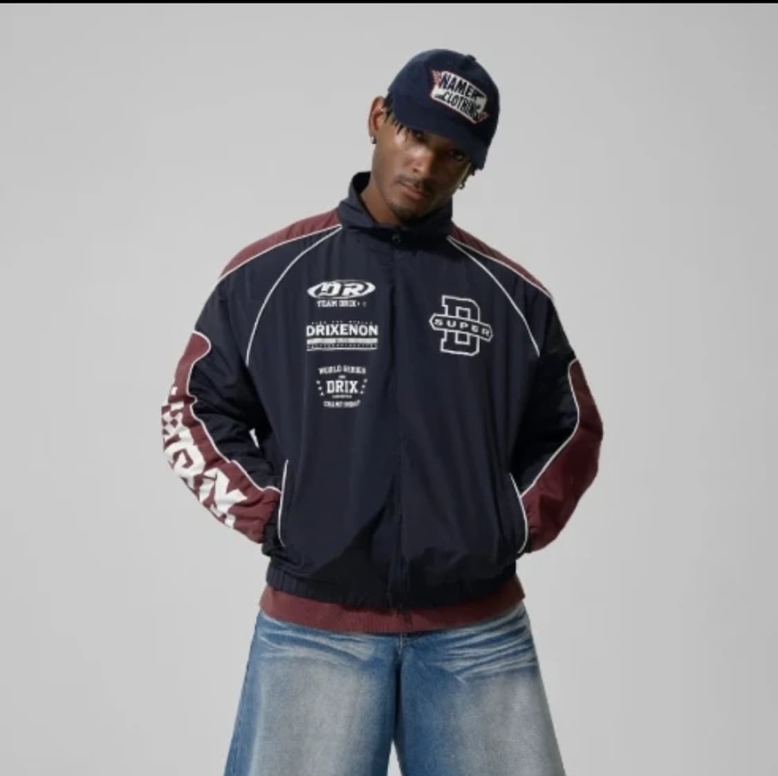 새상품) 남녀공용 드릭스 배색 레이싱 자켓 바람막이 네이비 상품이미지2