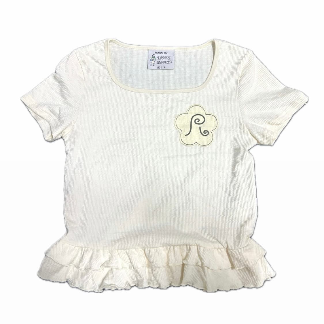 엑스톤즈 루나키후 프릴 레이어드 스퀘어넥 숏슬리브 아이보리 상품이미지2