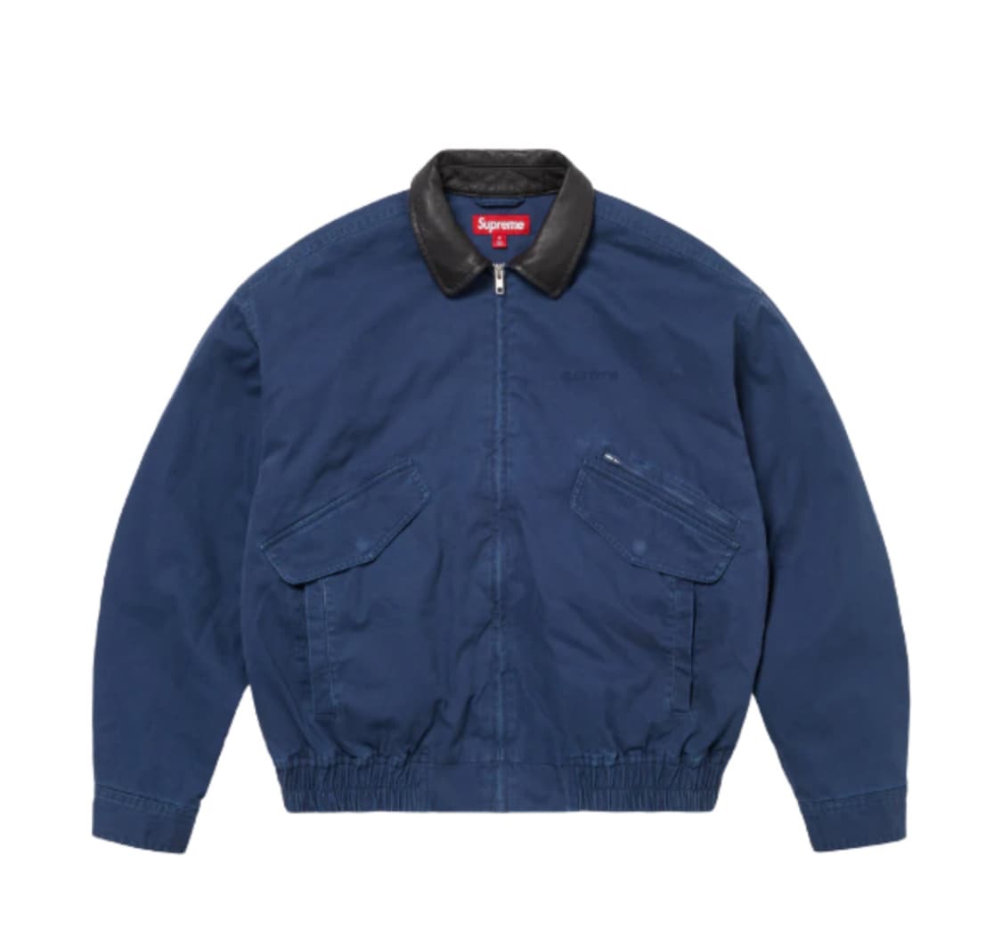 [XL]슈프림 레더카라 자켓 네이비 상품이미지1