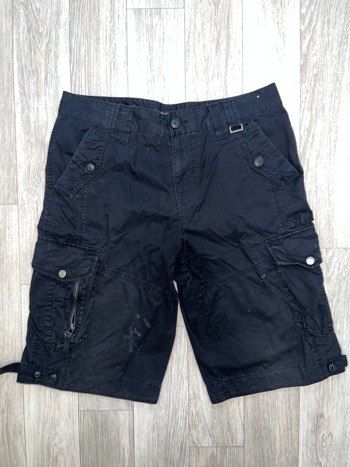 팝걸빈티지 블랙 카고 버뮤다팬츠 상품이미지1