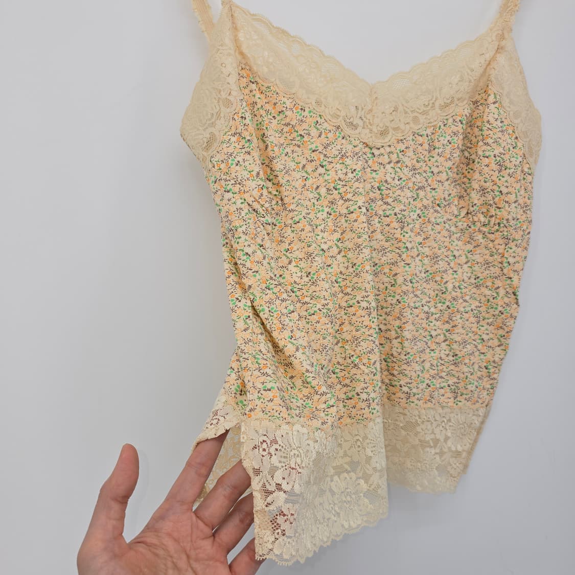 일본 빈티지 플라워 레이스 끈나시 블라우스 상품이미지2