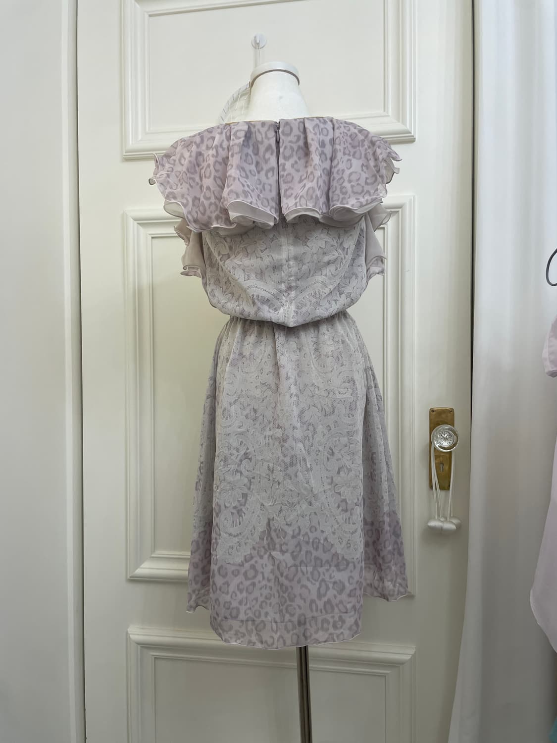 purple gray leopard ruffle sleeve opc 상품이미지3