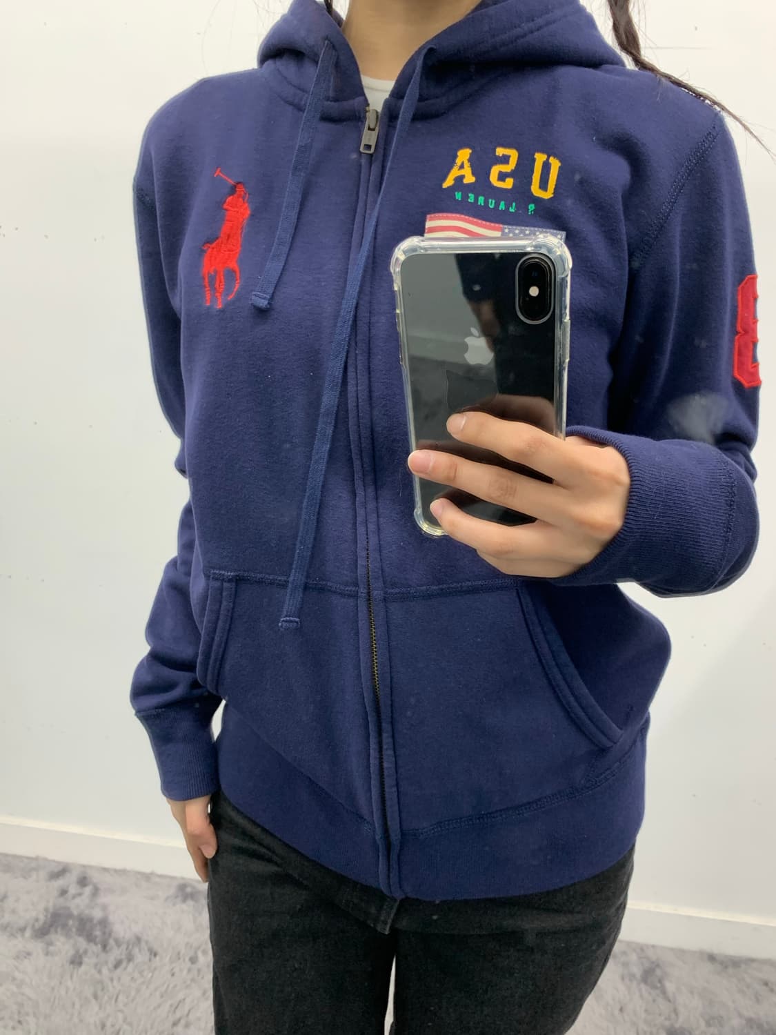 폴로 랄프로렌 빅포니 성조기 후드집업 네이비 상품이미지4