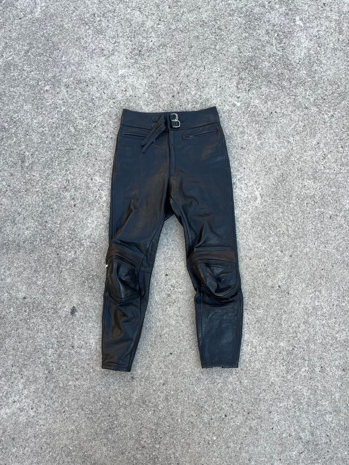 Vintage 바이커 디테일 레더 팬츠 상품이미지1