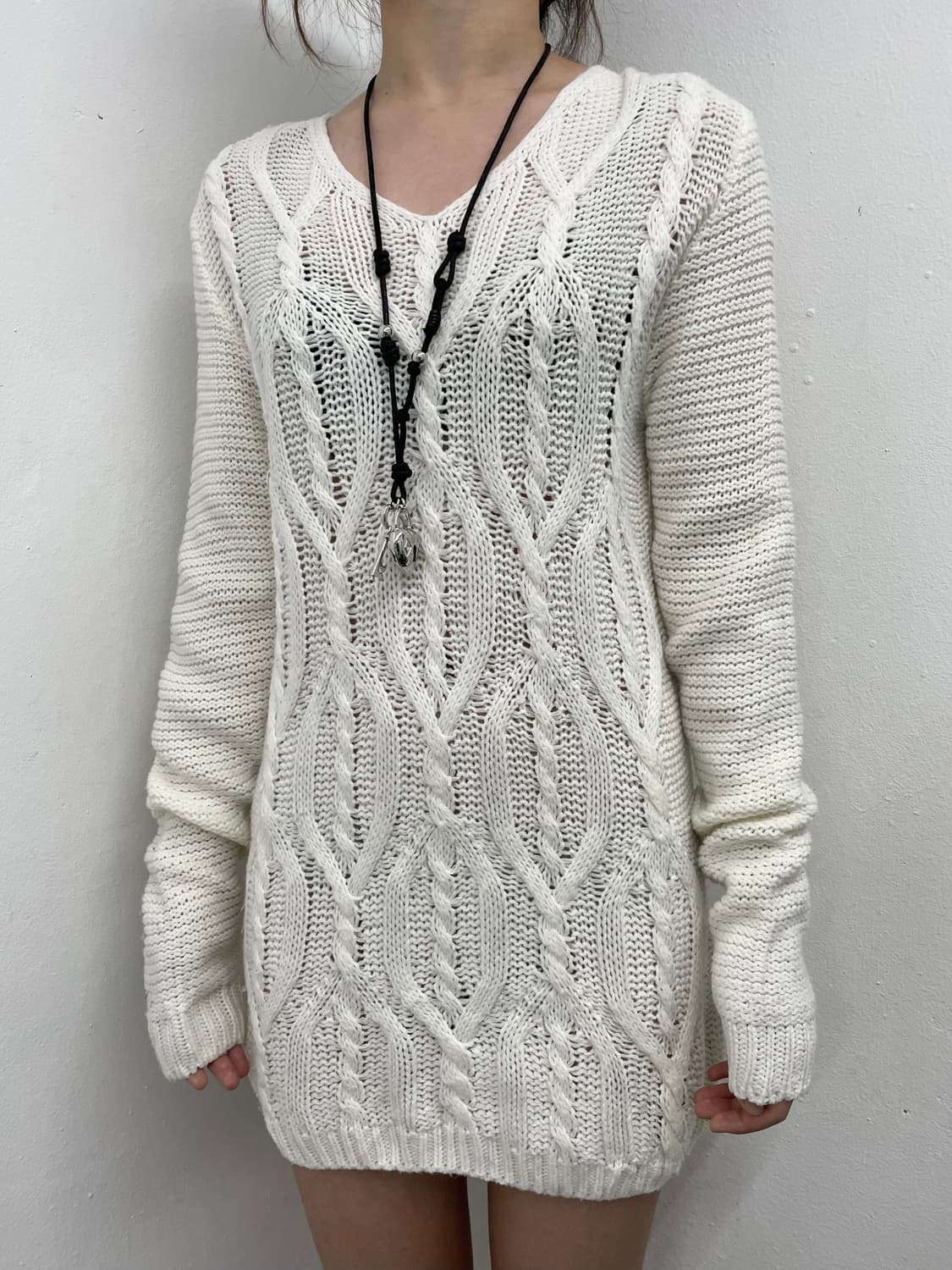 퓨어 화이트 아일렛 니트 원피스 상품이미지6