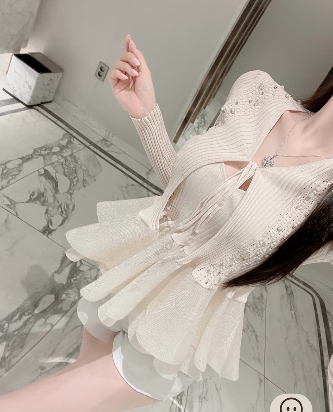 급처) 미엘르 페를린 오간자 메쉬 가디건 세트 상품이미지3