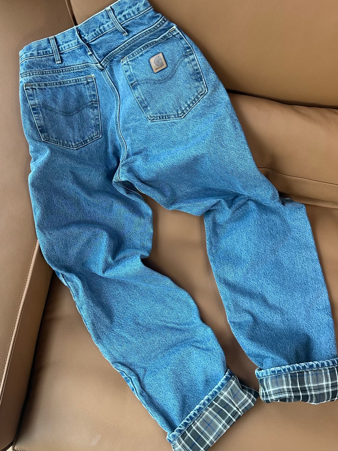 칼하트 데님 안감 체크 청바지 상품이미지5