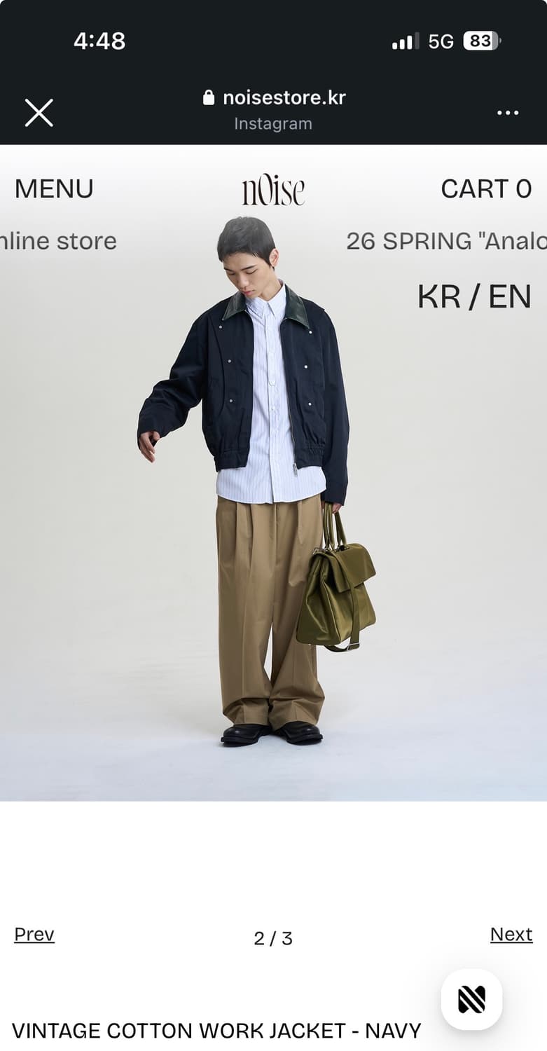 노이즈 빈티지 코튼 워싱 자켓 m 상품이미지2