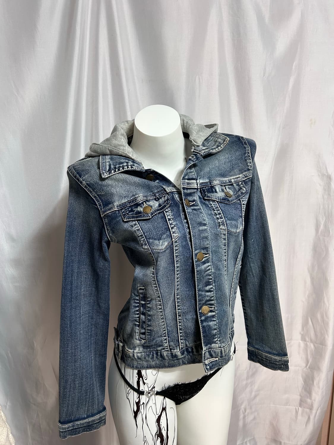 slim fit hood denim jacket 상품이미지2