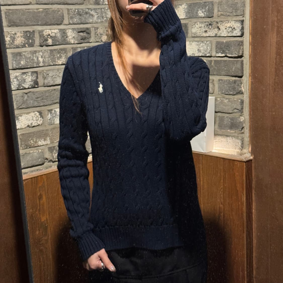 M) 폴로 랄프로렌 케이블 꽈배기 브이넥 니트 신형 큐알탭 상품이미지9