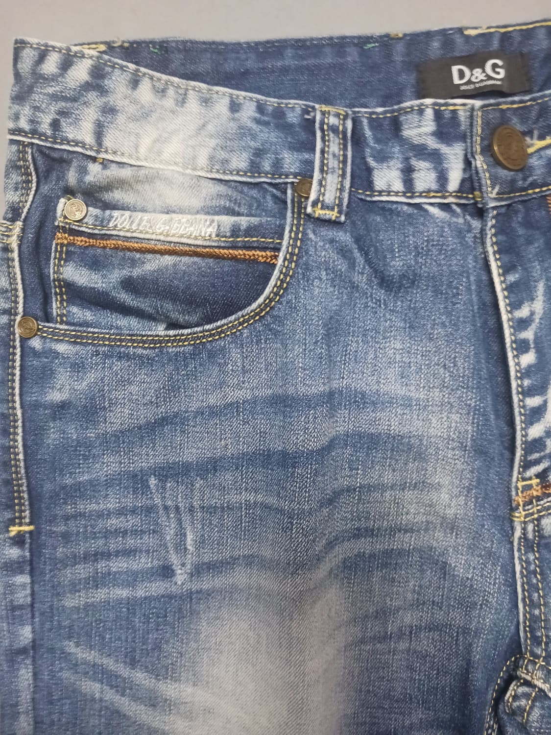 [32] 돌체앤가바나 자수 래더패치 스트레이트진 청바지 상품이미지2