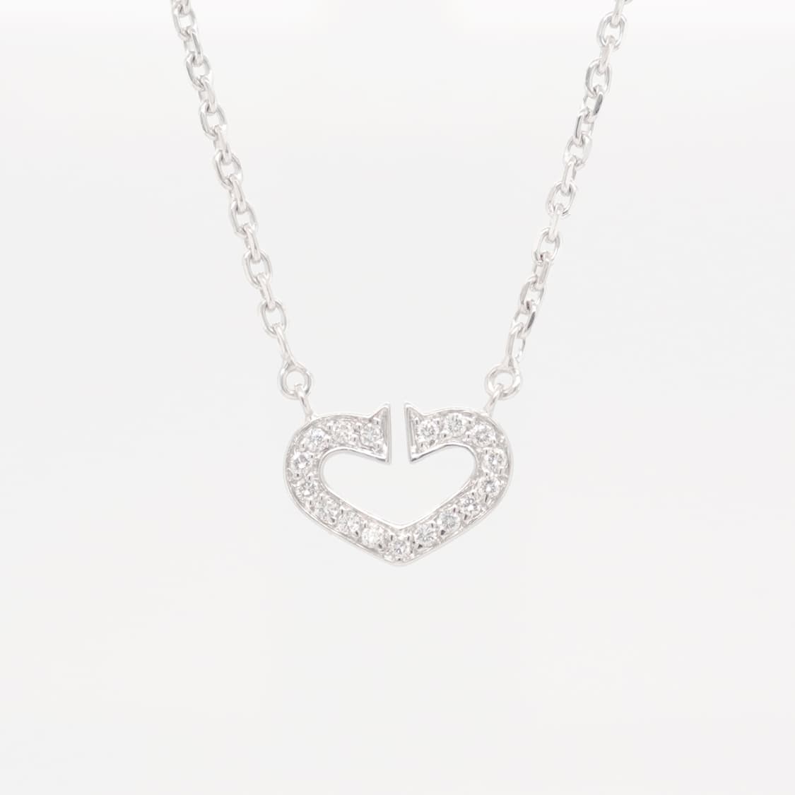 까르띠에 C 하트 파베 천연 다이아몬드 18K 화이트골드 목걸이 펜던트 상품이미지2