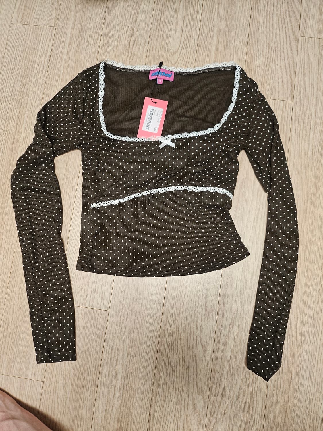 Edikted Juliana Polka Dot Ribbed Top 상품이미지3