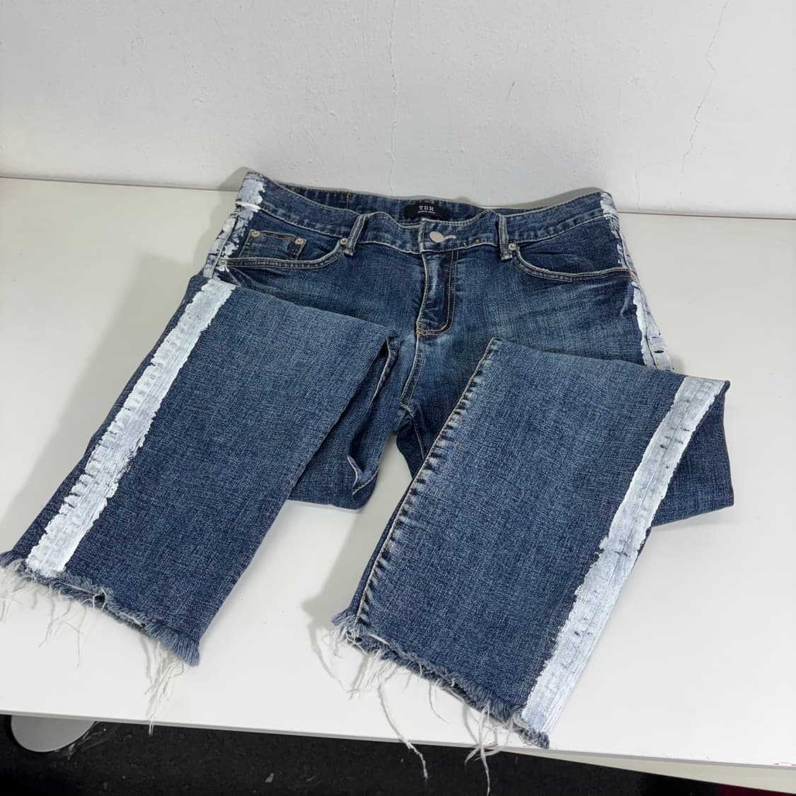 M 빈티지 사이드페인팅 크롭 데님팬츠 청바지 상품이미지3