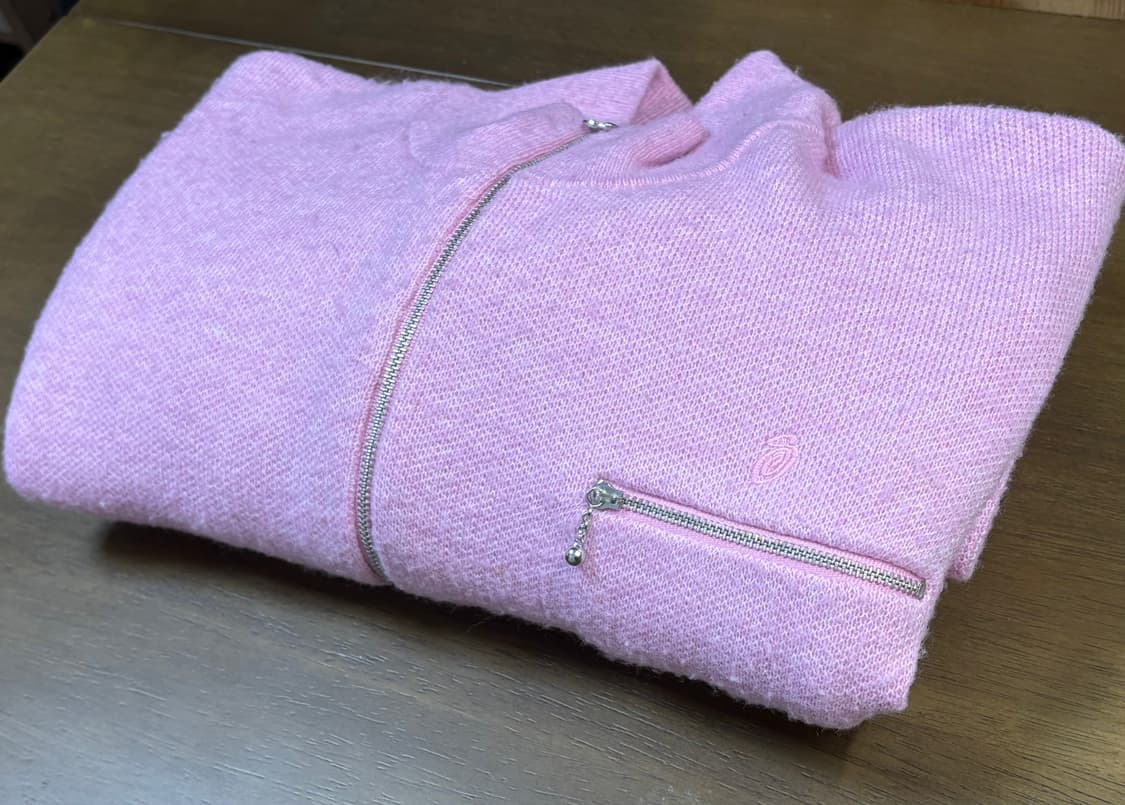 [L] 스투시 하프 집 모크넥 스웨터 핑크 상품이미지4