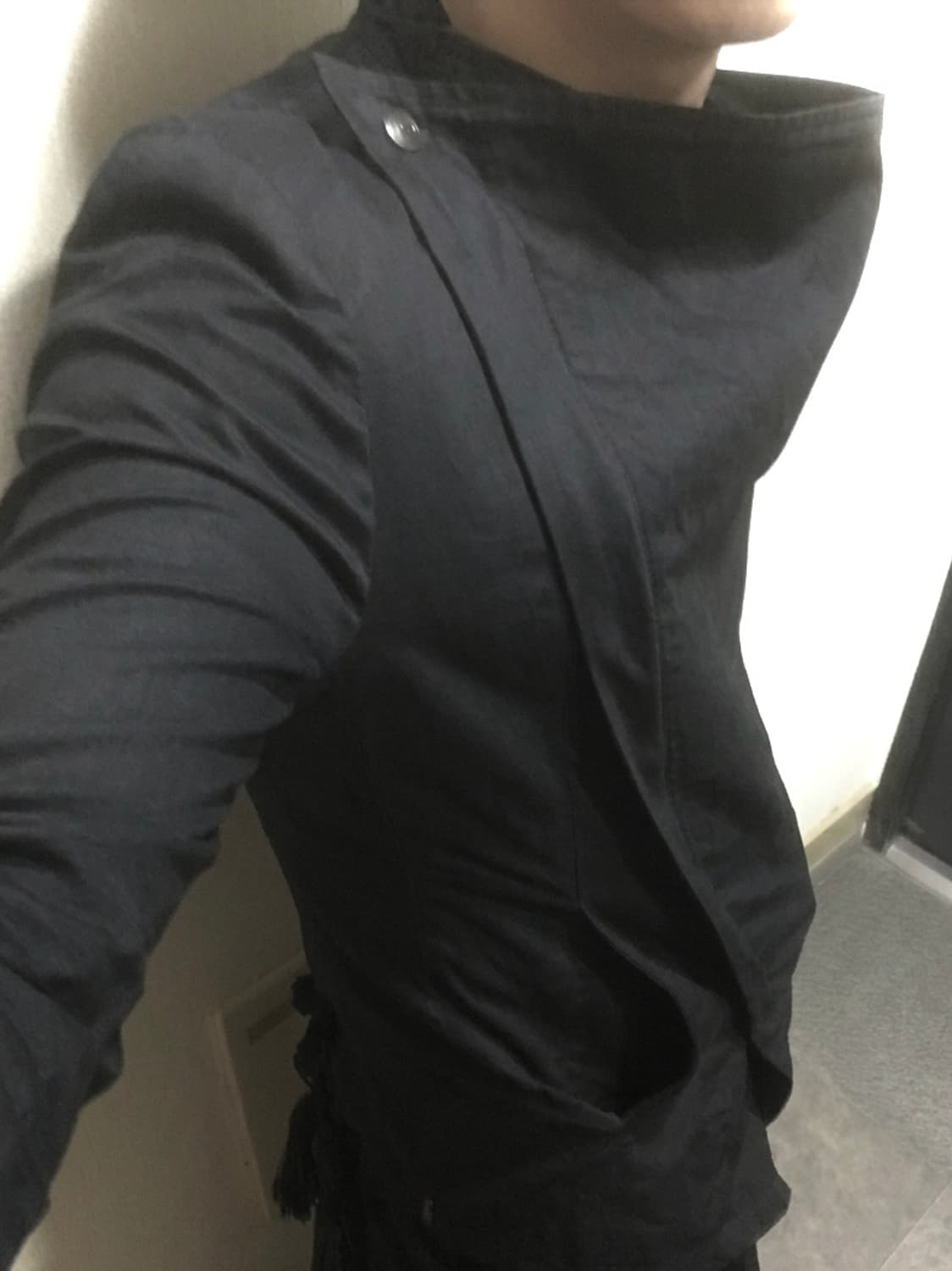 토네이도 마트 사선 지퍼 비대칭 스톨 레이어드 재킷 상품이미지5