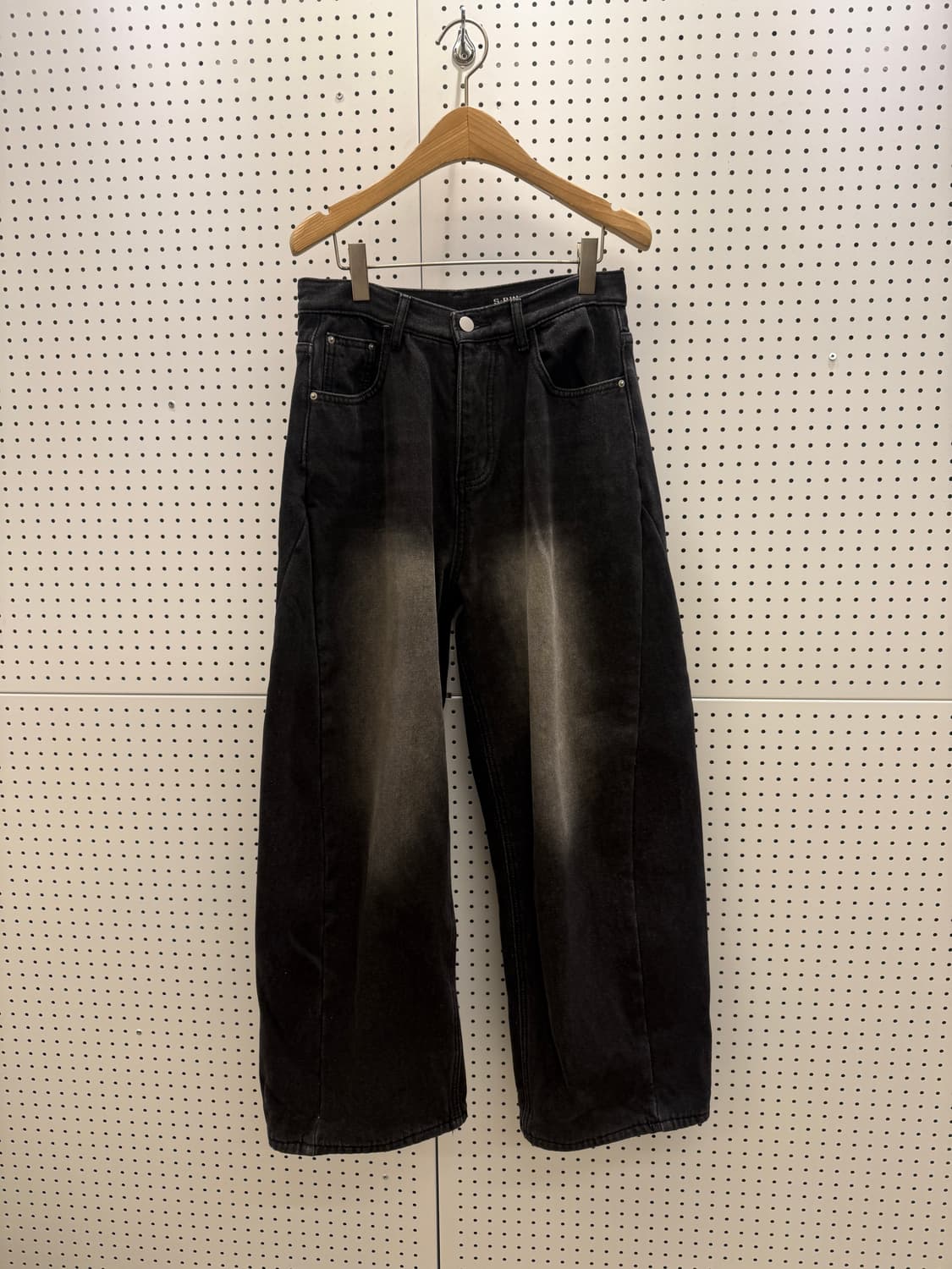 블랙 워싱 와이드 데님 팬츠 U732 상품이미지3