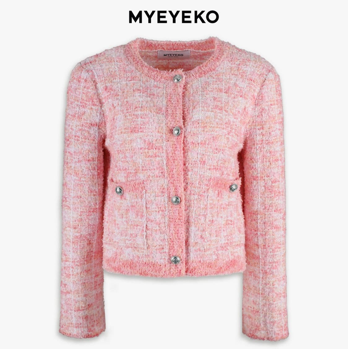 마이아이코(MYEYEKO) 핑크 블러썸 트위드 니트자켓 프리사이즈 새상품 상품이미지5