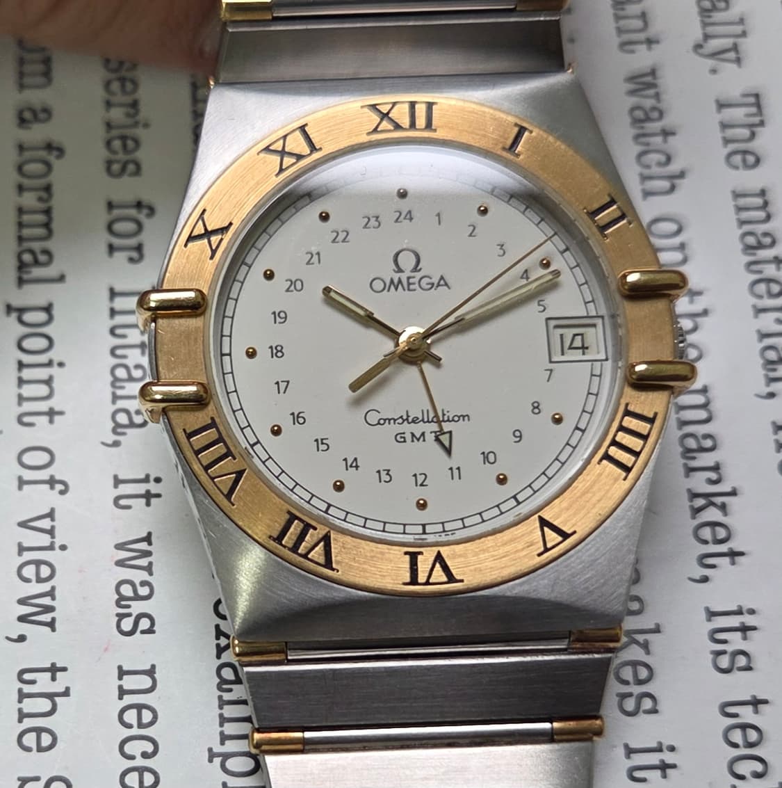 레어] 빈티지 오메가 컨스틸레이션 GMT 화이트판 콤비 하프바 남성용 상품이미지9