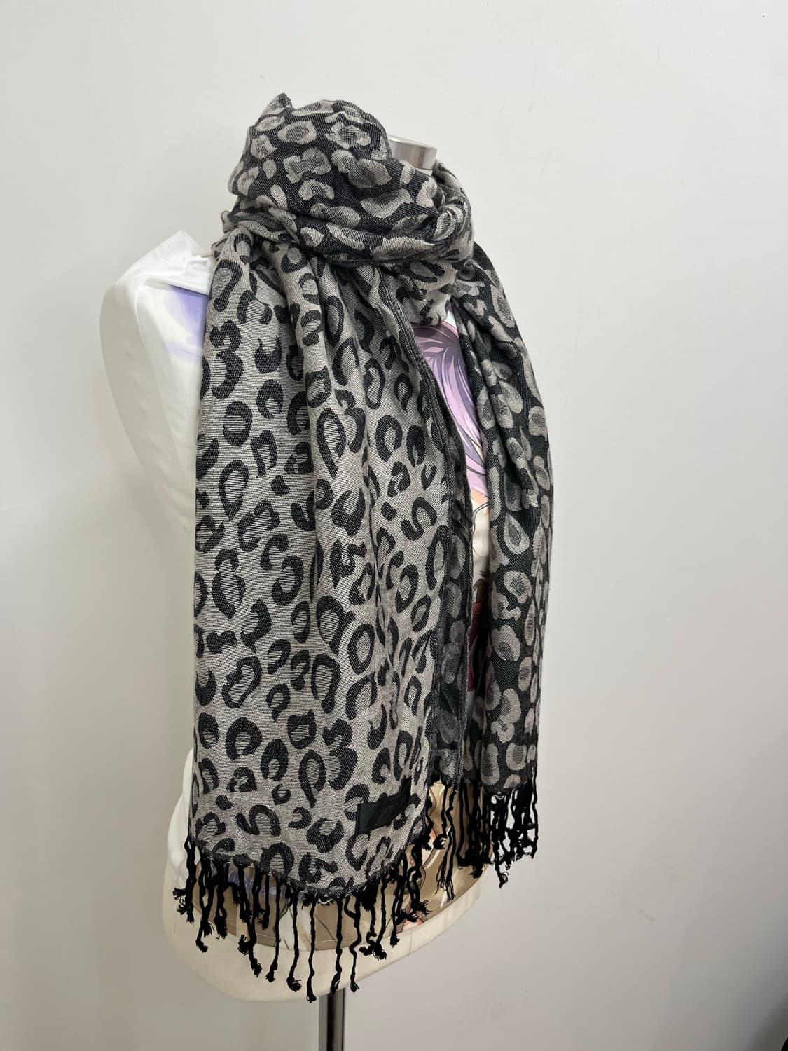 일본 빈티지 갸루 레오파드 호피 테슬 머플러 상품이미지5
