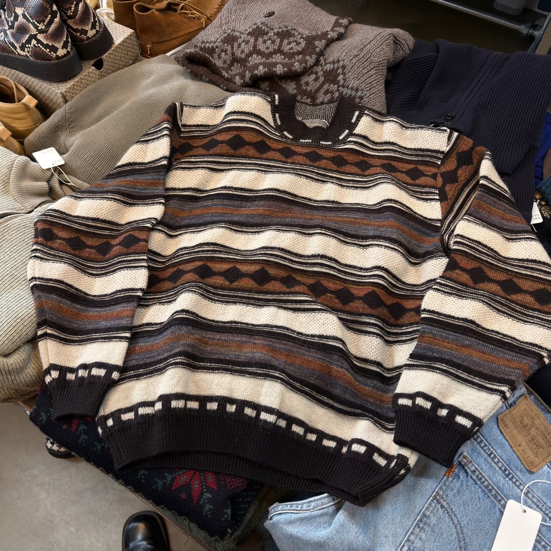 맨즈 비기 BY 타케오 키쿠치 에스닉 울 스웨터 상품이미지1