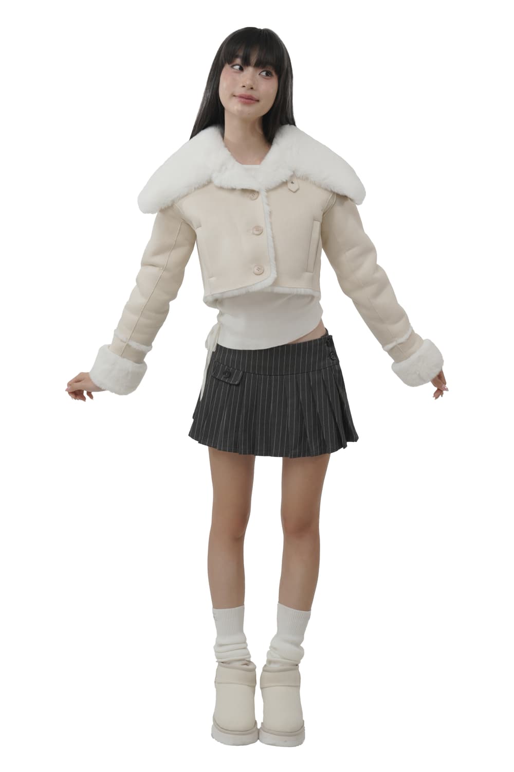 (새상품) 클리시어 크림 세일러 무스탕 상품이미지3