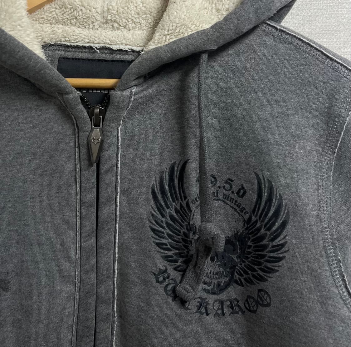 버커루 해골 빈티지 양털 후드집업 상품이미지3