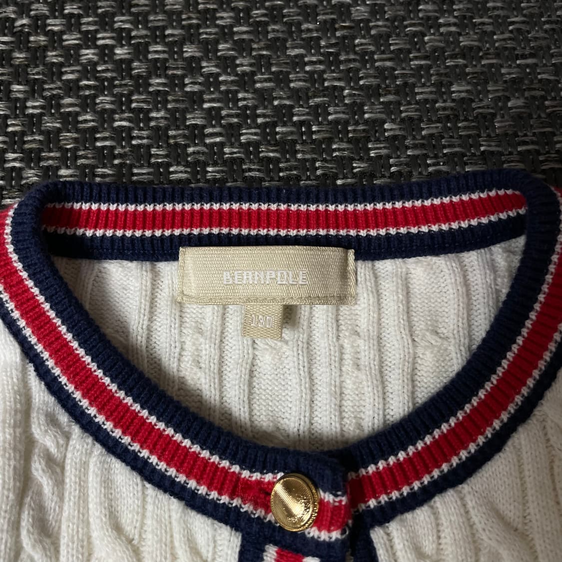 빈폴 키즈 화이트 프레이밍 꽈배기 긴팔 니트 가디건 130 상품이미지4