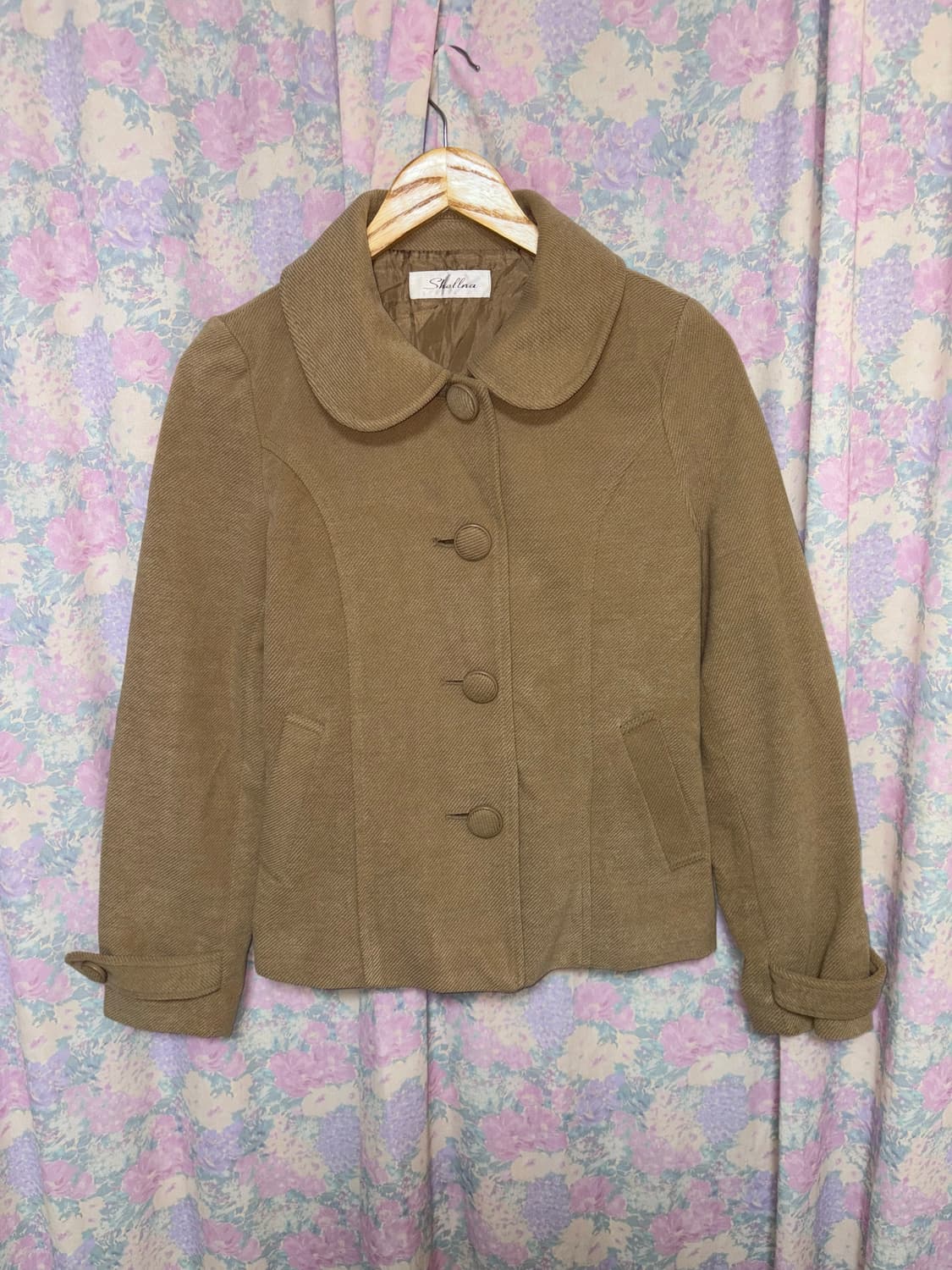 베이지 둥근카라 숏 코트  상품이미지6