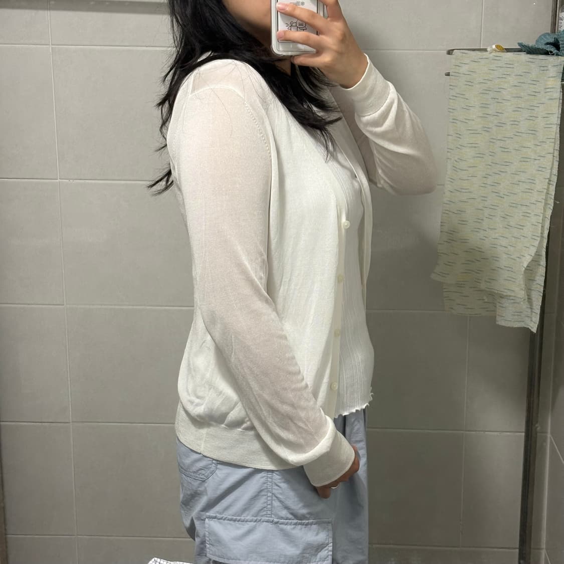 일본 유니클로 텐셀 여름 브이넥 가디건 (L) 상품이미지4