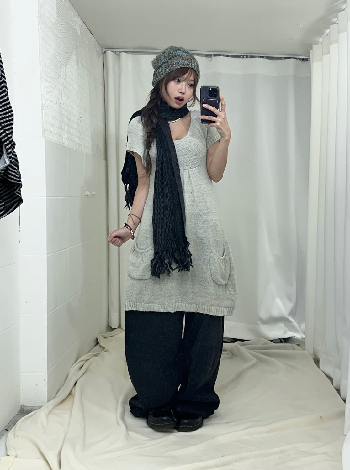 무채색 그레이 네코 니혼진 너드 모리 코디세트 상품이미지3