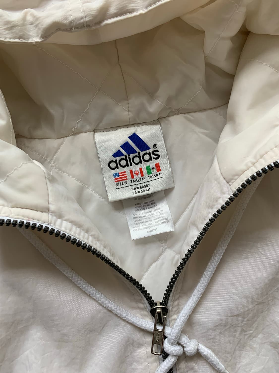 아디다스 90년대 해외판 올드스쿨 화이트 누빔 헤비 후드 자켓 상품이미지6