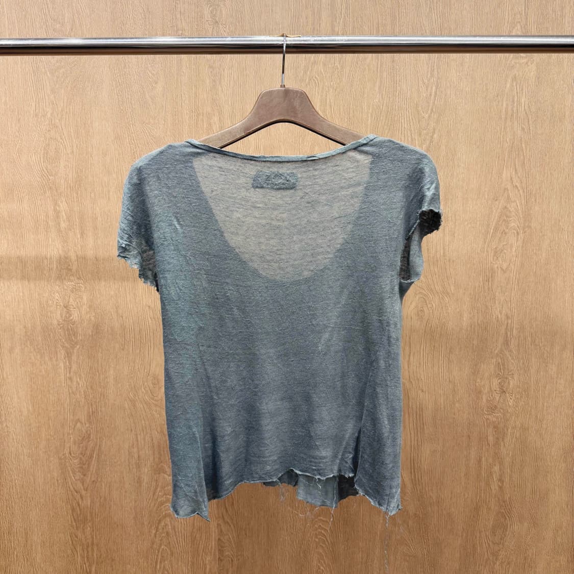 쟈딕 앤 볼테르 린넨 반팔 티셔츠 워싱 데미지 디테일 카키 상품이미지3