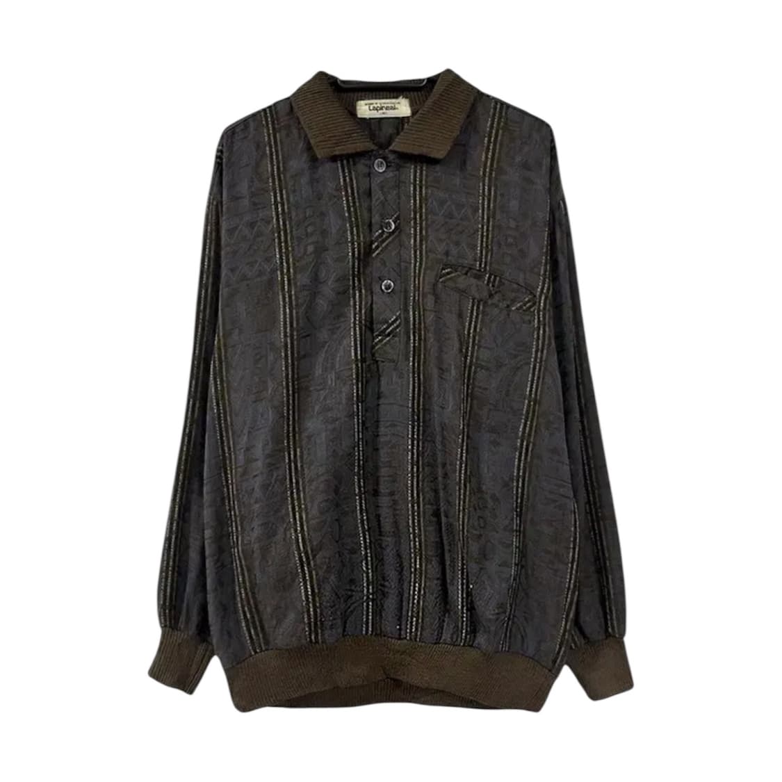 Brown Polo-Collar Patterned Wool Sweater 상품이미지1