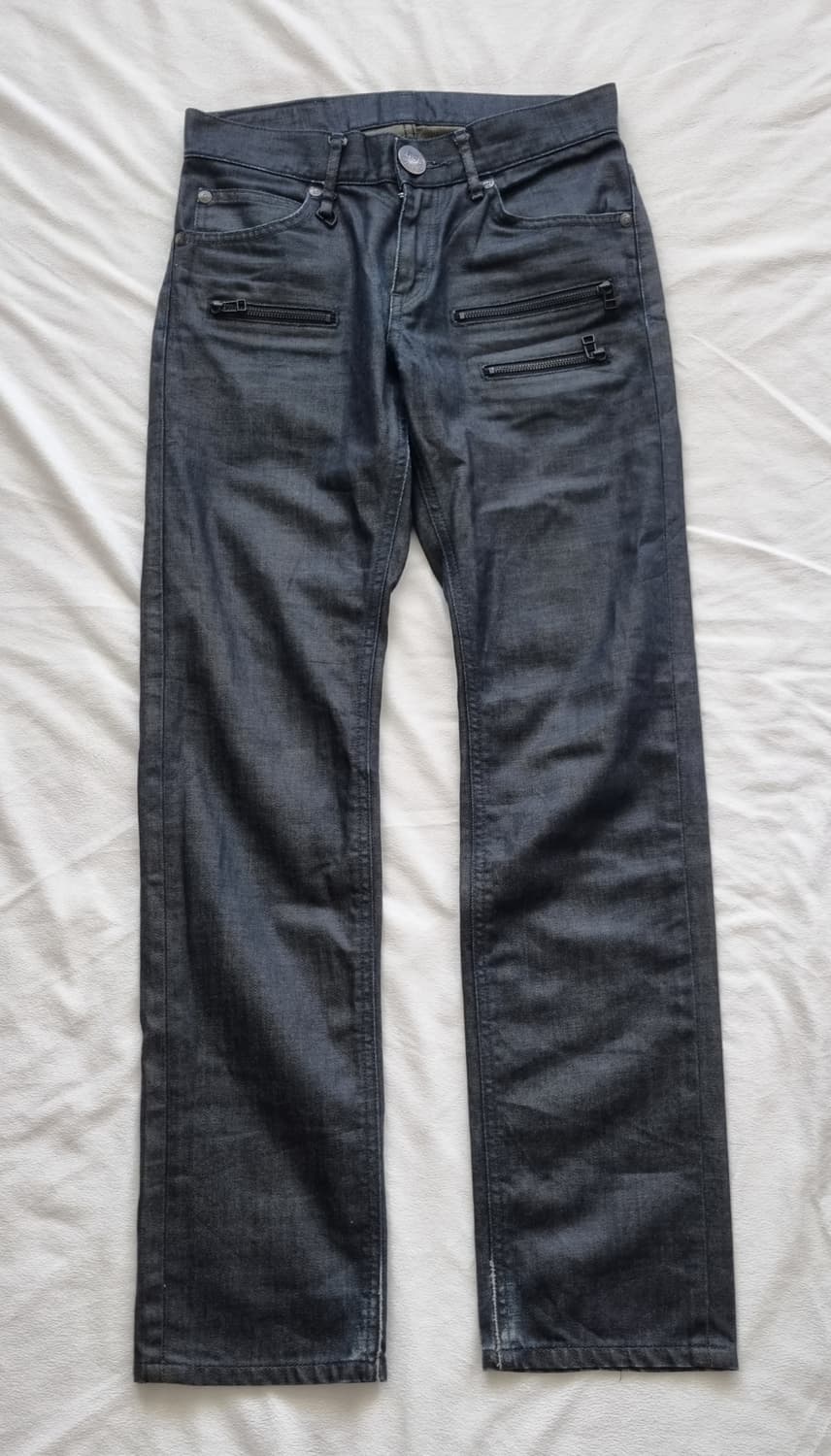 빈티지 Lee 블랙 레더 데님 팬츠 상품이미지1